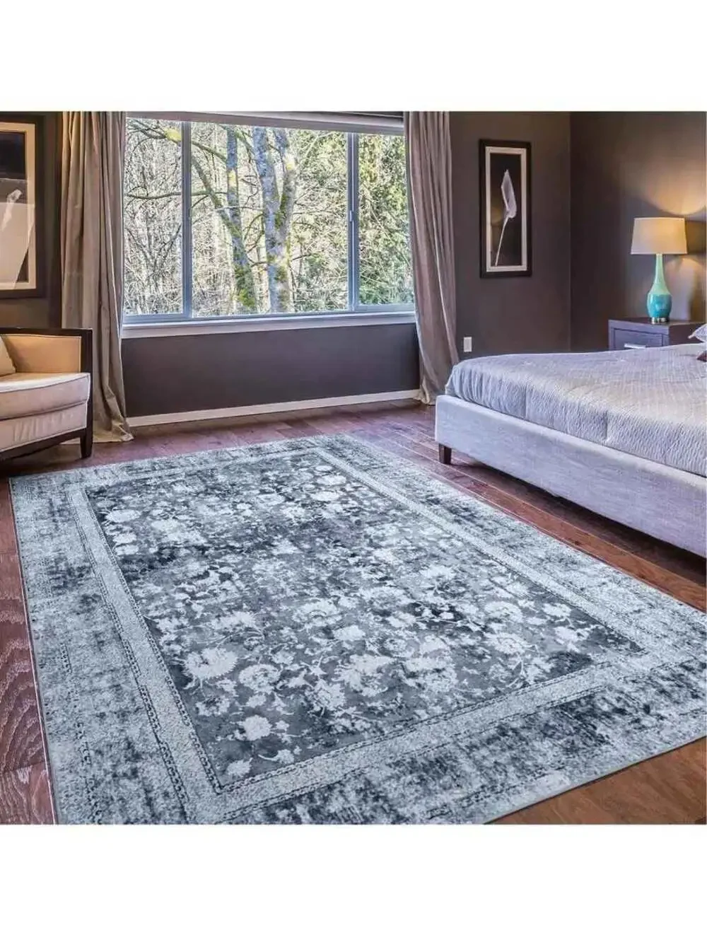 Area Rug 5x7 Vintage Boho gray Rug for Living Room Bedrooms Playroom Office